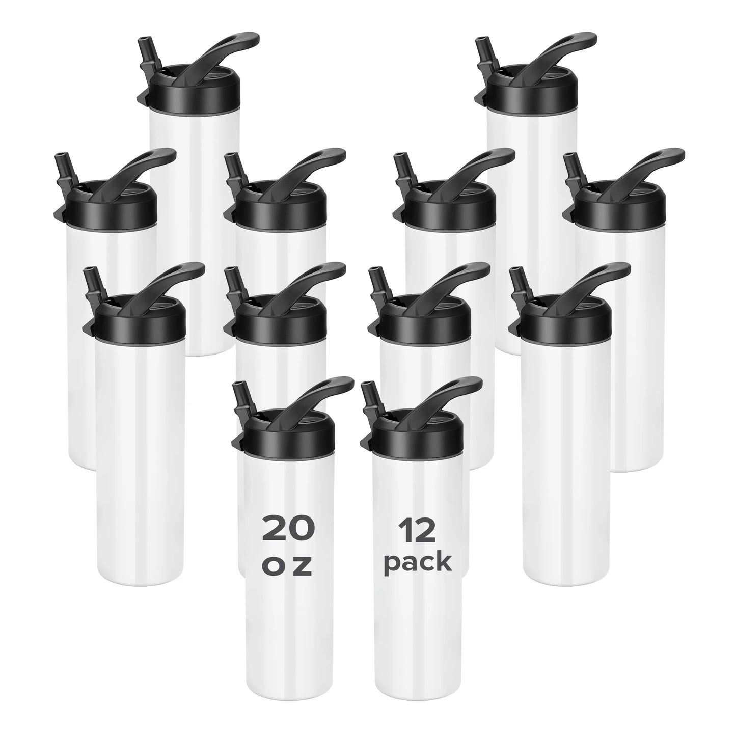 Sublimation Tumblers,12/25 Pack 20 oz Skinny Straight Sports Water Bottles Mugs,for Tumbler Press Machine Sublimation Print