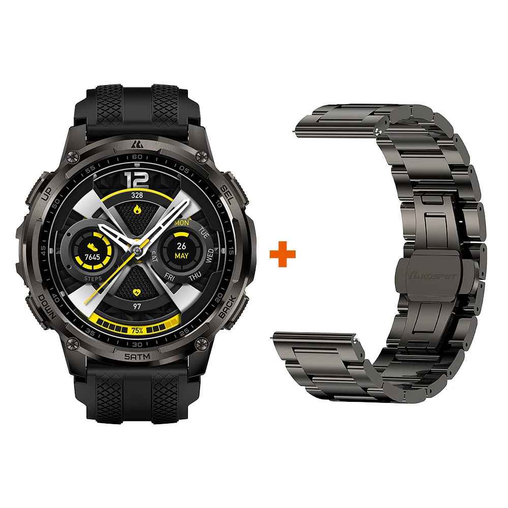 KOSPET TANK T4C Smartwatch Men’s Outdoor Rugged Watch with Flashlight Dual‑Band GPS 50M Waterproof Fitness & Health Tracker