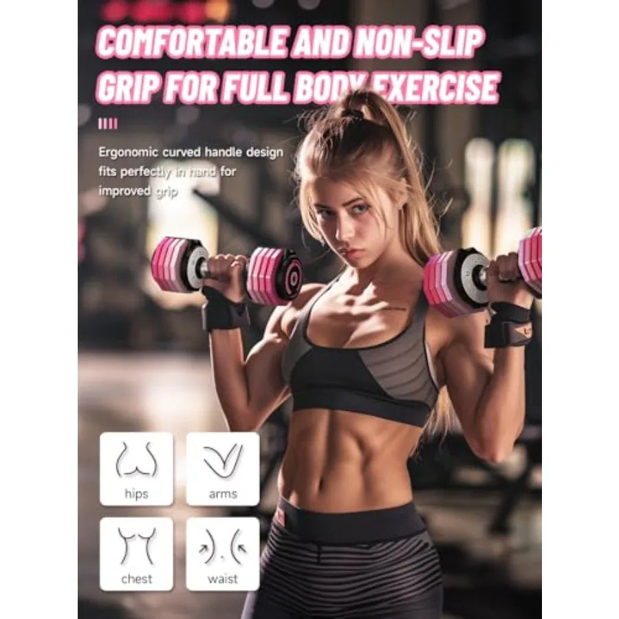 Adjustable Dumbbells Set 12.5LB Pair 1-Sec Fast Adjustable 5 Free Weights Premium Comfort Non-slip Metal Handle Compact Size fo