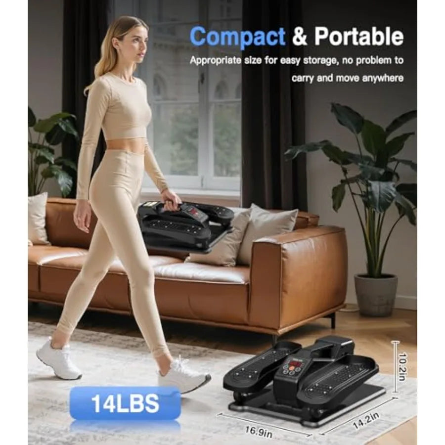 Under Desk Elliptical Machine Portable Electric Exercise Equipment with 12 Adjustable and 3 Automatic Speeds Blue Ellipse Leg P