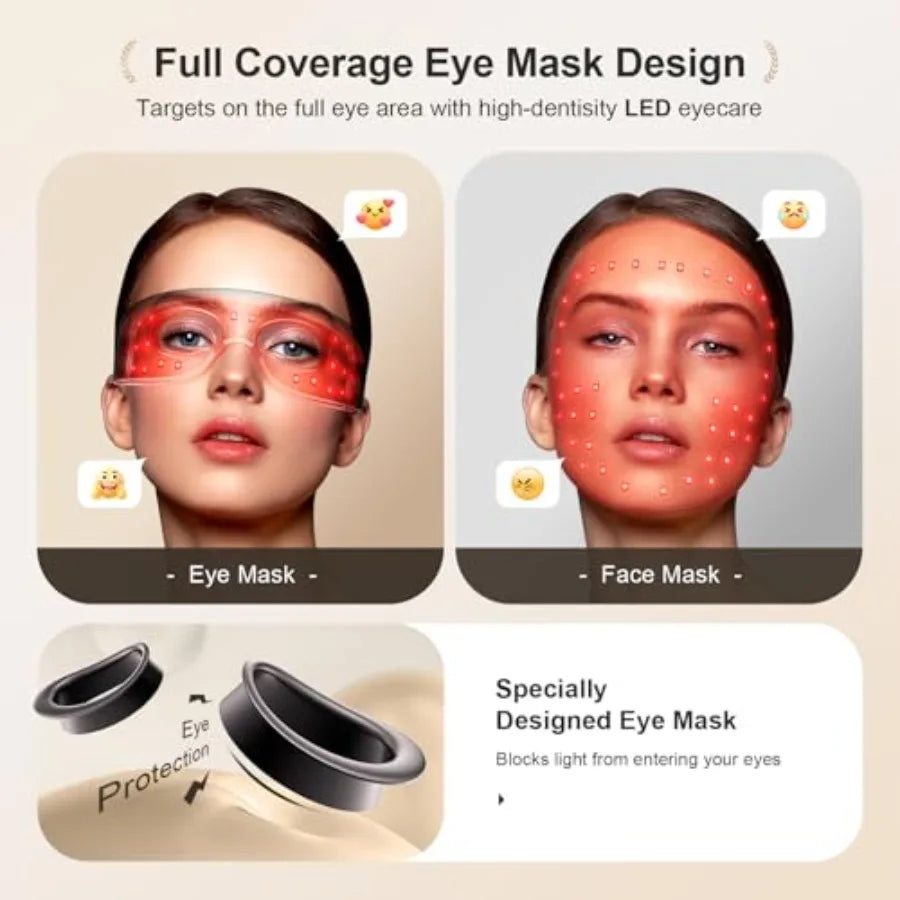Red Light Therapy for Eyes 3 Modes Under-Eye Red Light Eye Mask Eye Massager for Fine Lines Eye Bags and Dark Circles for Men W