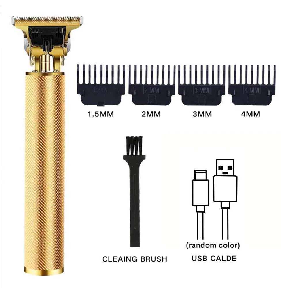 Professional 2-in-1 Gold Hair Clipper & Trimmer Set with LCD Display, USB Rechargeable T-Blade Hair Trimme for Men’s Haircut & Beard Styling