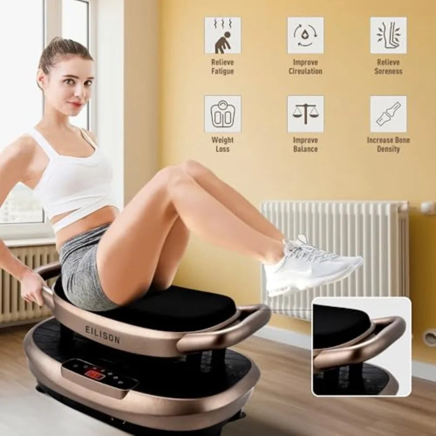 FITABS 3D Vibration Plate Exercise Machine with Seat - Oscillation Pulsation + Vibration Platform for Push Up Lymphatic Drainag