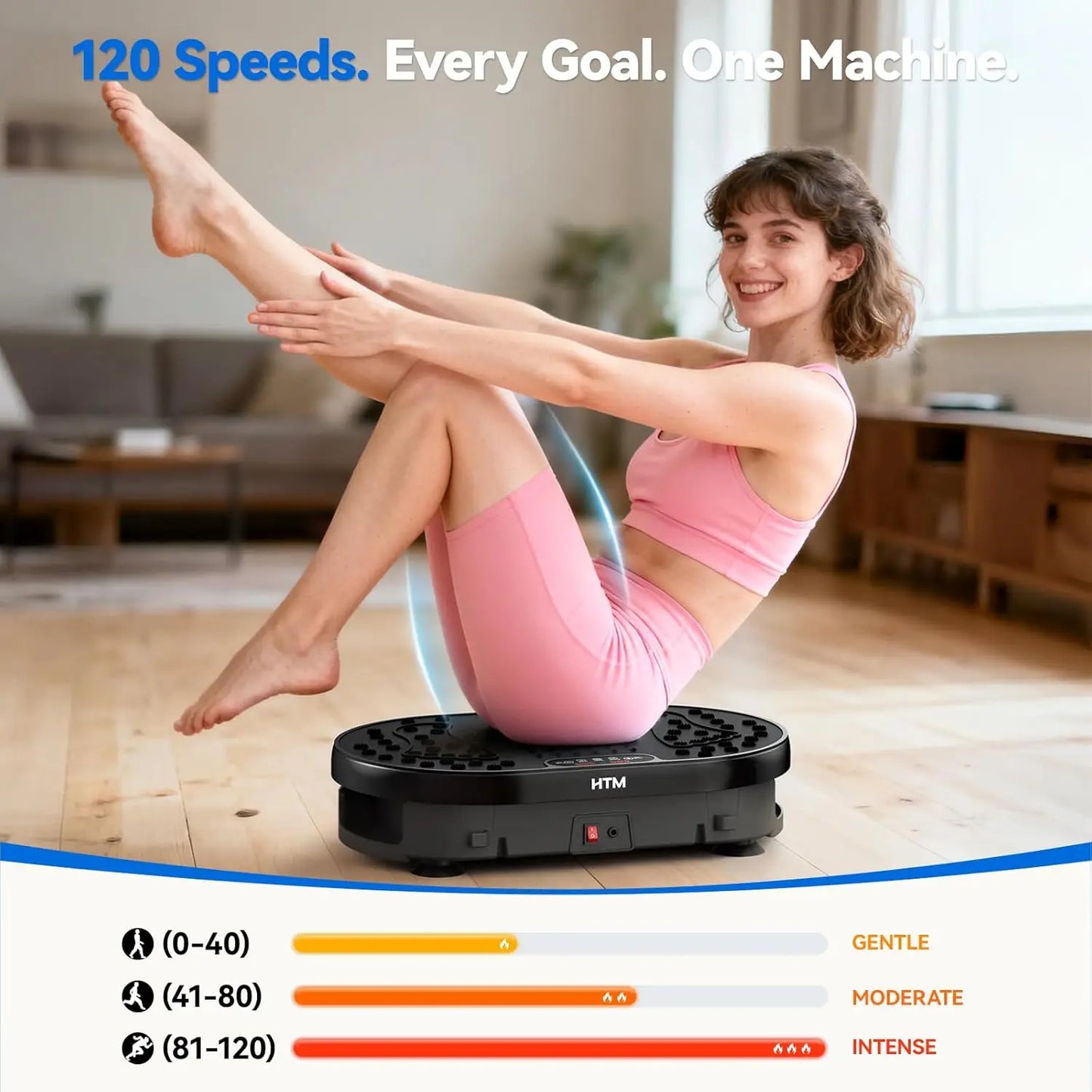 Vibration Plate 120 Speed Levels Whole Body Fat Shaker 120 Levels 9 Modes Portable Exercise Machine Muscle Toning Weight Loss
