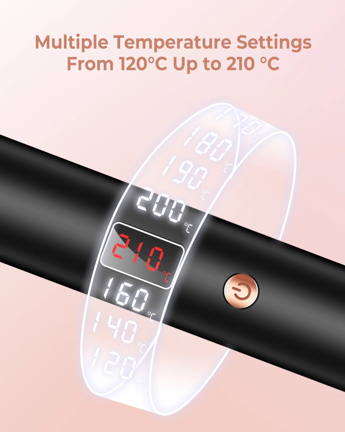 Thermal Brush Ionic Heated Round Brush, Hot Hair Curling Iron with 10 Temp Settings, 30s Fast Heated for All Hair Types, Black