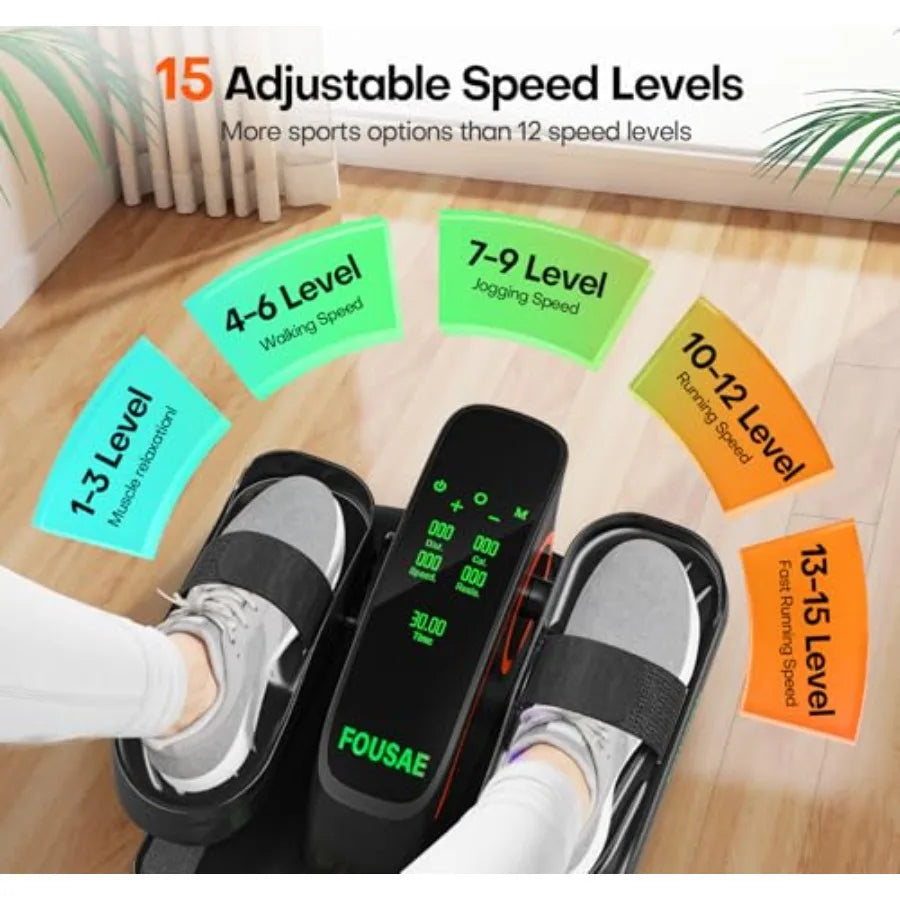 Under Desk Elliptical Machine Upgraded 6 Adjustable Resistance 15 Speeds Electric Leg Exerciser for Seniors with Forward Revers