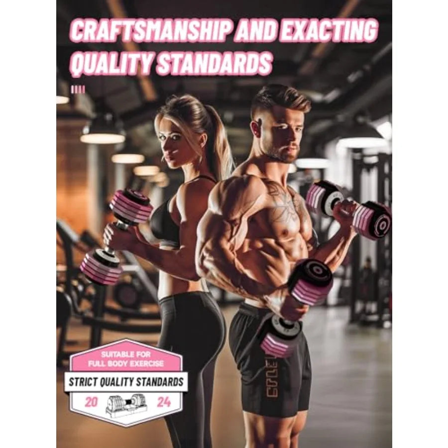 Adjustable Dumbbells Set 12.5LB Pair 1-Sec Fast Adjustable 5 Free Weights Premium Comfort Non-slip Metal Handle Compact Size fo