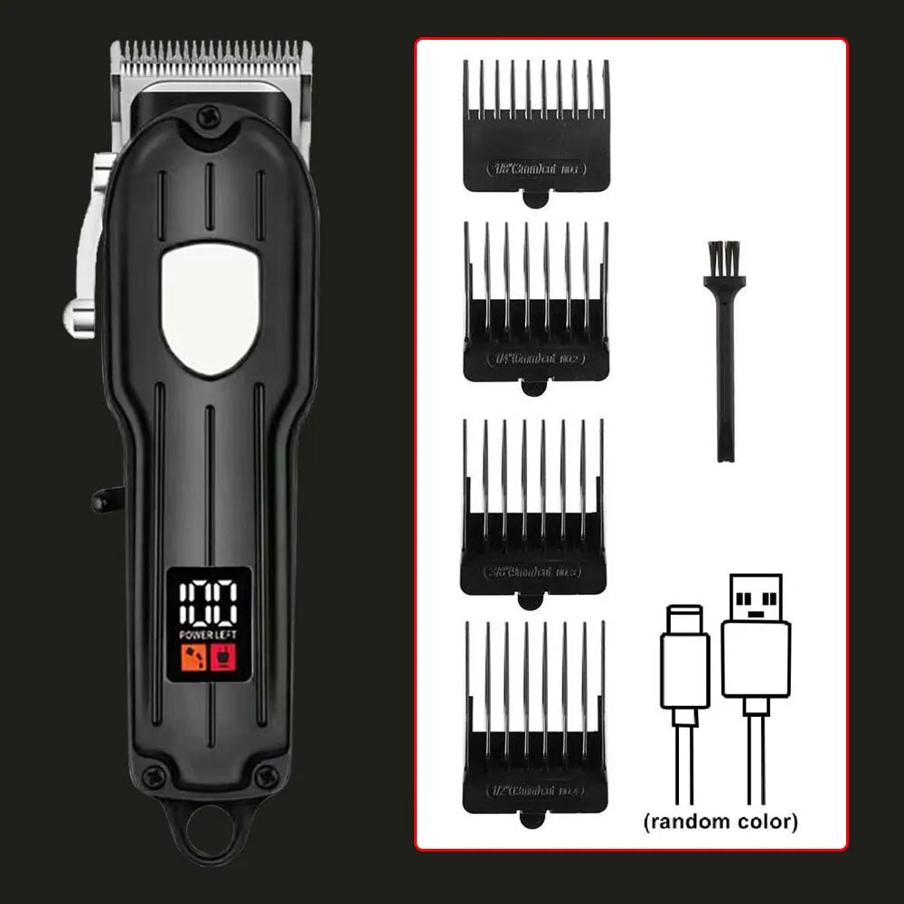 Professional 2-in-1 Gold Hair Clipper & Trimmer Set with LCD Display, USB Rechargeable T-Blade Hair Trimme for Men’s Haircut & Beard Styling
