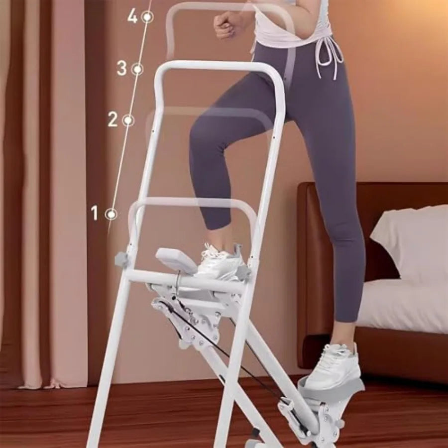Foldable Stair Climber Vertical Climbing Cardio Exercise Machine Height Adjustable Stepper for Home and Office Use Compact Blac