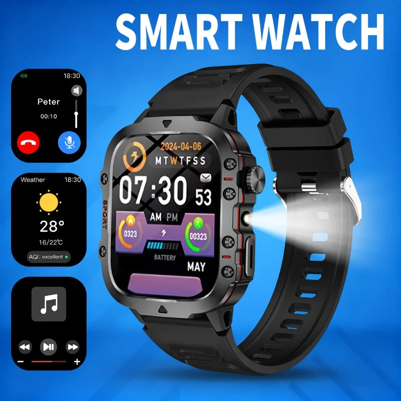 New Smart Watch, Equipped with Bright Flashlight, Multiple Sports Modes, Sports Tracking, Pedometer, Weather Forecast, Multiple Watch Face Wallpapers Optional, Suitable for IPhone & Android