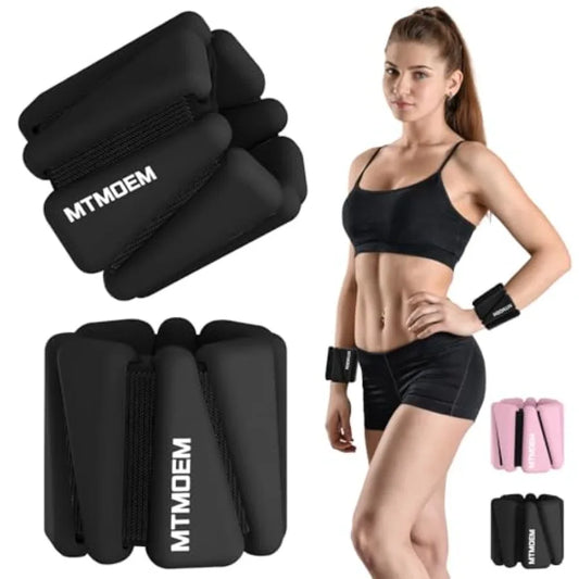 Adjustable Silicone Wrist Ankle Weights for Women Men 2 Lbs Each Black Ideal for Walking Pilates Yoga Barre Pool Exercises Stre