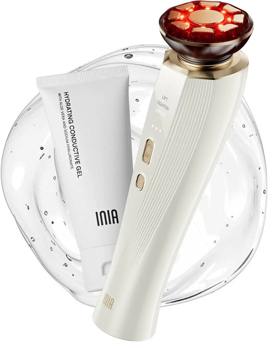 3-in-1 Red Light Therapy Device for Face and Neck, Reduces Puffiness & Firms Skin, White Skincare Tool