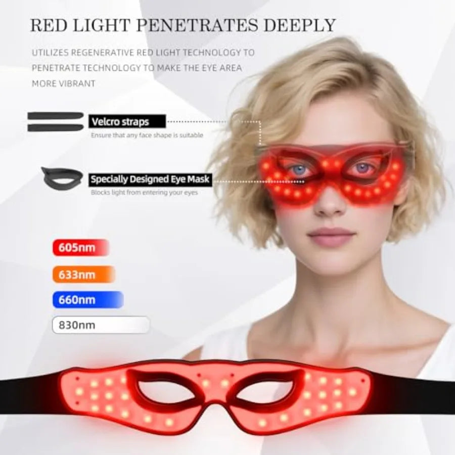 LED Eye Mask Red Light Therapy for Eyes Under Eye Red Light Therapy Device for Dark Circles Puffy Eyes Eye Bags and Fine Lines