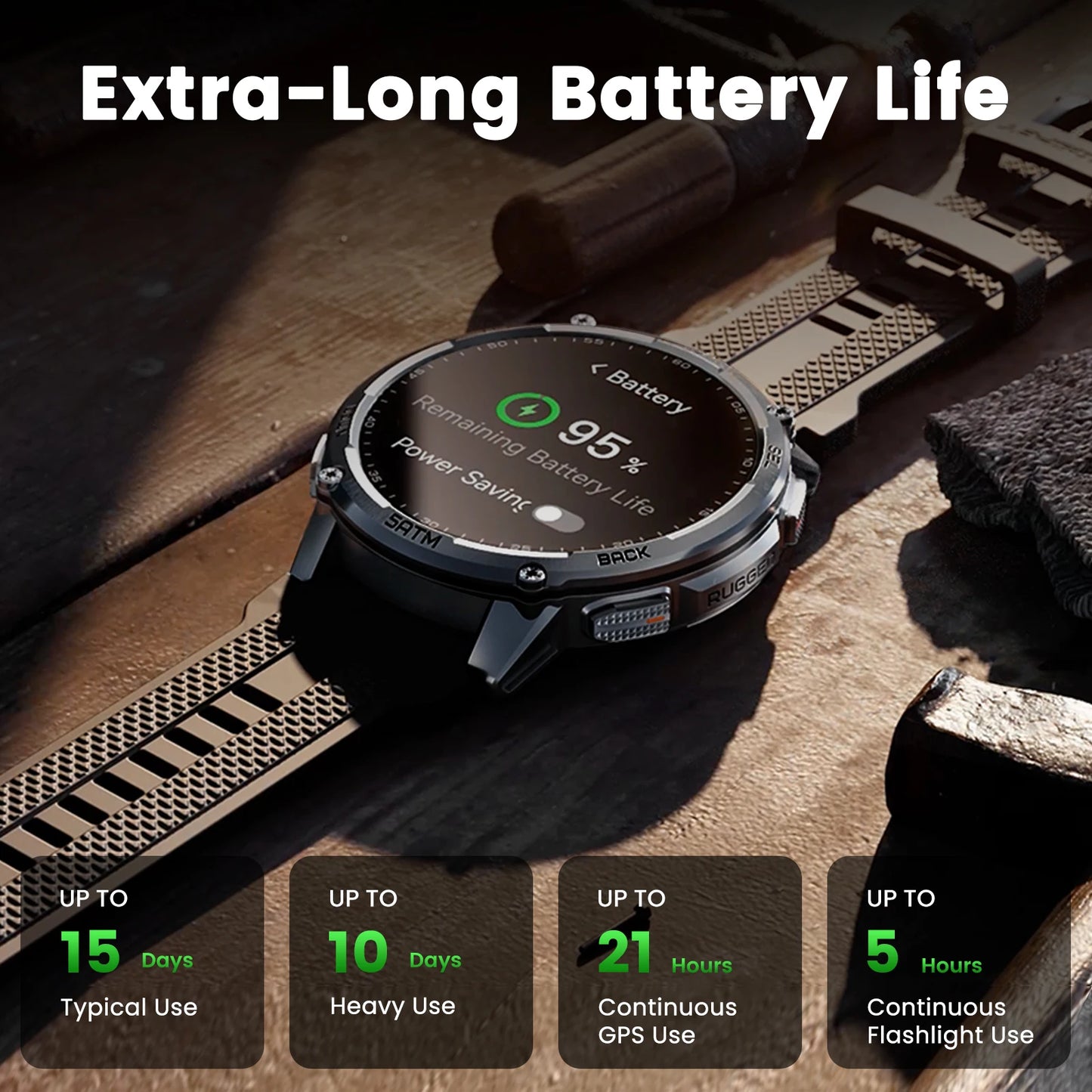 KOSPET TANK T4C Smartwatch Men’s Outdoor Rugged Watch with Flashlight Dual‑Band GPS 50M Waterproof Fitness & Health Tracker