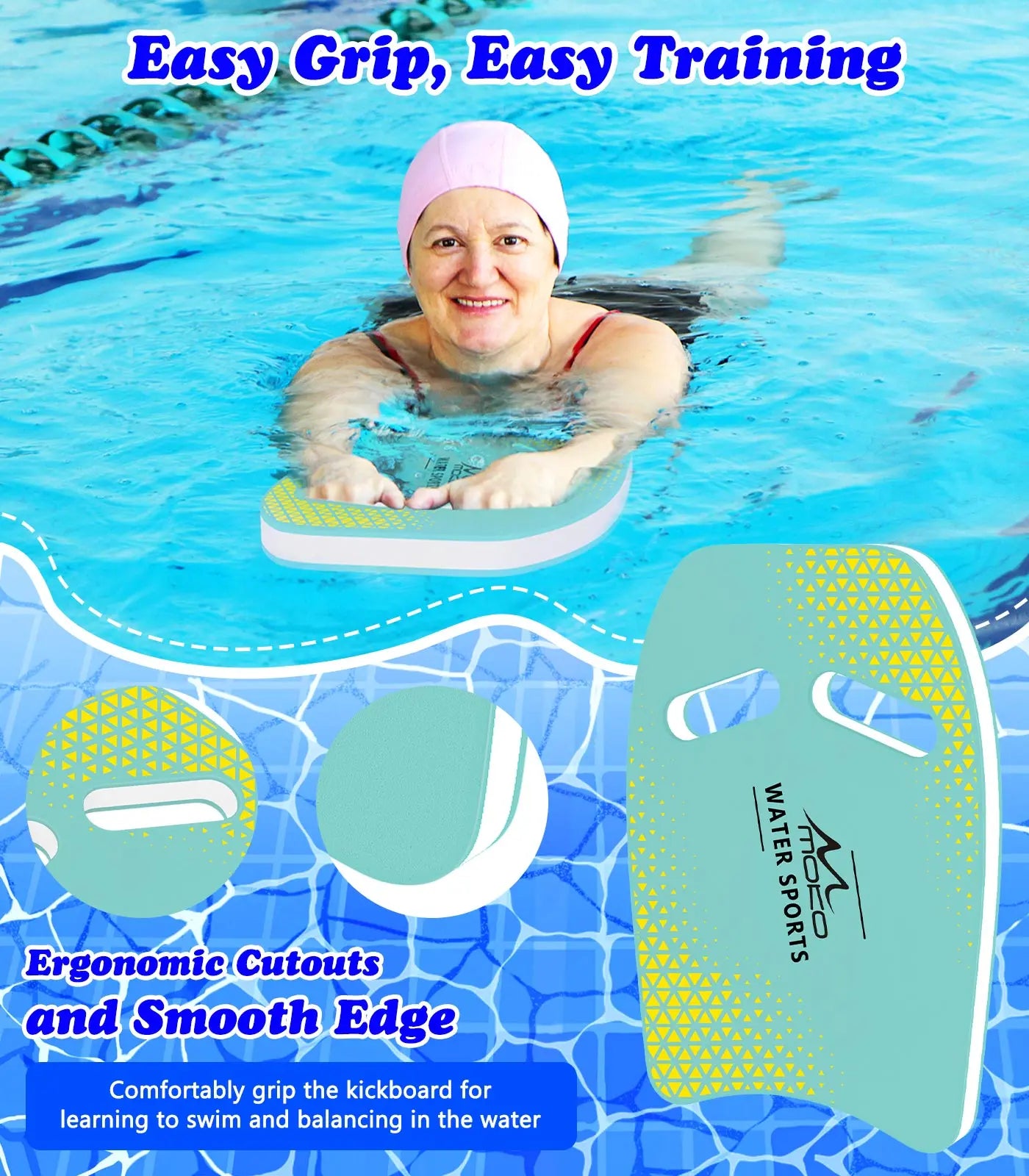 Swim Kickboard Swimming Training Kick Board Pool Exercise Equipment Promote Natural Swimming Position Water Fun Tool for Adults