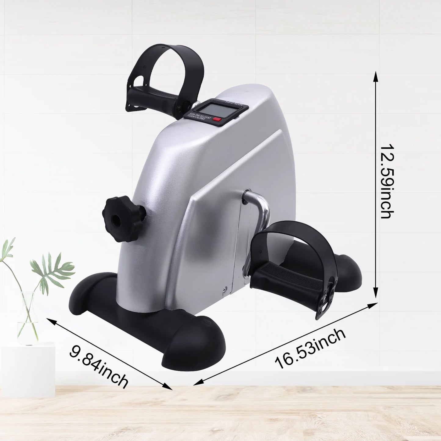Portable Mini Exercise Bike Under Desk Pedal Exerciser Arm and Leg Adjustable Multifunctional Stepper with LCD for Home Office