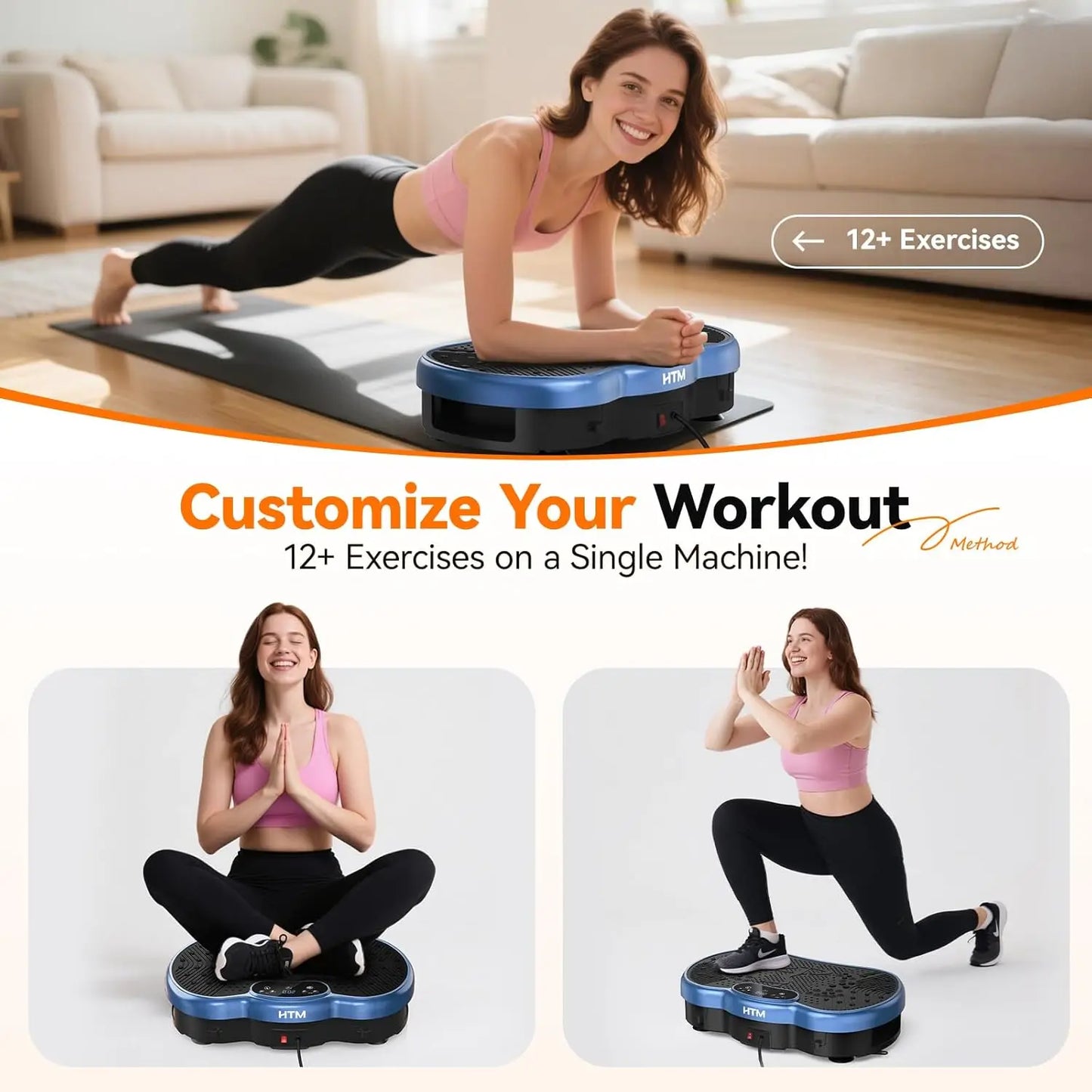 Fitness Vibration Plate Vibrate Exercise Machine Calorie Tracking 120 Speed Levels Whole Body Power Plate Home Gym Fat Burning