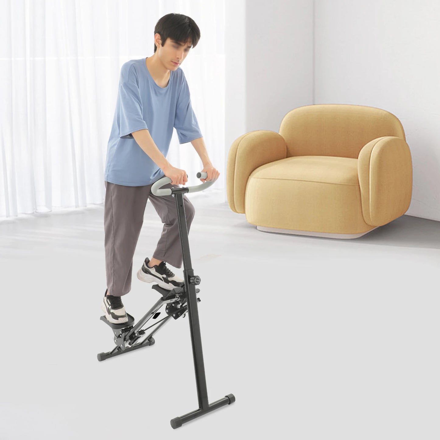 Stair Stepper, Step Fitness Machine, Foldable Stair Climber with LCD Monitor 220LBS Loading for Home Full Body Workout