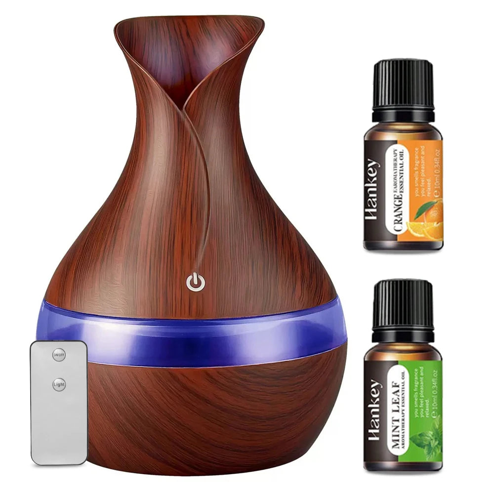 300 ml USB Aromatherapy Diffuser & Humidifier – ultra-quiet cool-mist humidifier with remote control, 7-color LED lights, and 2