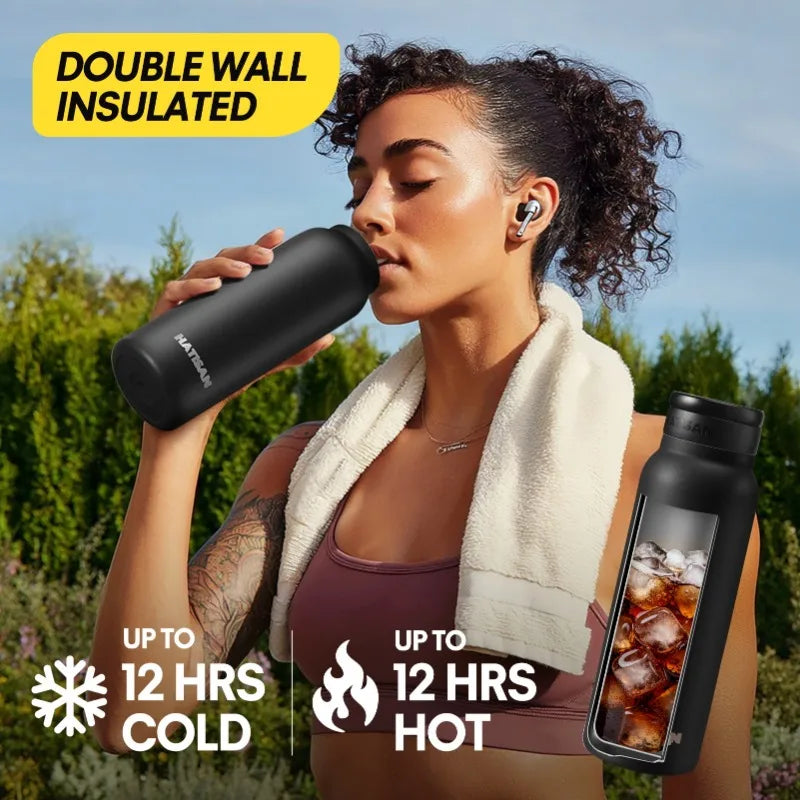 24oz Insulated Stainless Steel Water Bottle Outdoor Sports Mug Magnetic Phone Holder Thermos for Fitness And Travel VacuumFlasks