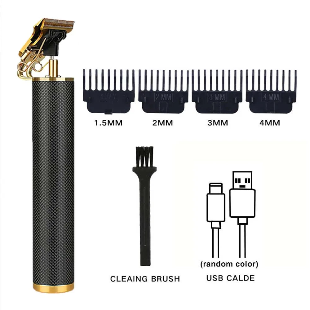 Professional 2-in-1 Gold Hair Clipper & Trimmer Set with LCD Display, USB Rechargeable T-Blade Hair Trimme for Men’s Haircut & Beard Styling