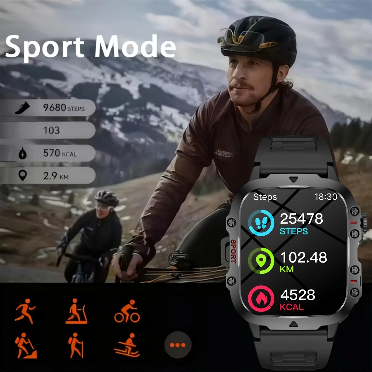 New Smart Watch, Equipped with Bright Flashlight, Multiple Sports Modes, Sports Tracking, Pedometer, Weather Forecast, Multiple Watch Face Wallpapers Optional, Suitable for IPhone & Android