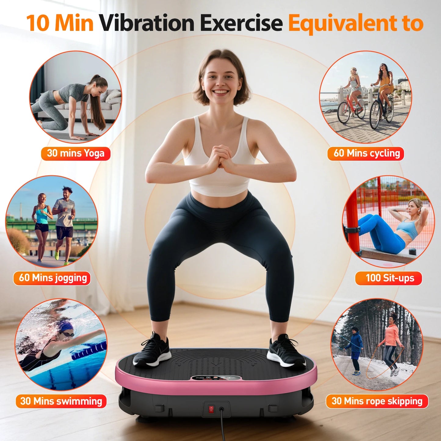 Vibration Plate Whole Body Exercise Machine 120 Levels Remote Control Workout Home Gym Fitness Platform Fat Burning Weight Loss