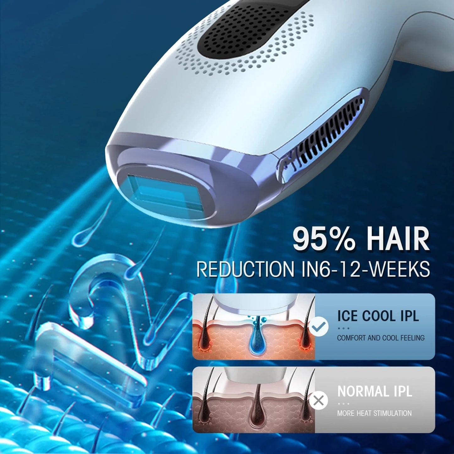 DEESS GP592 IPL Infinite Flash Laser Hair Removal Device Painless Ice Compress Hair Removal Device for Home Use