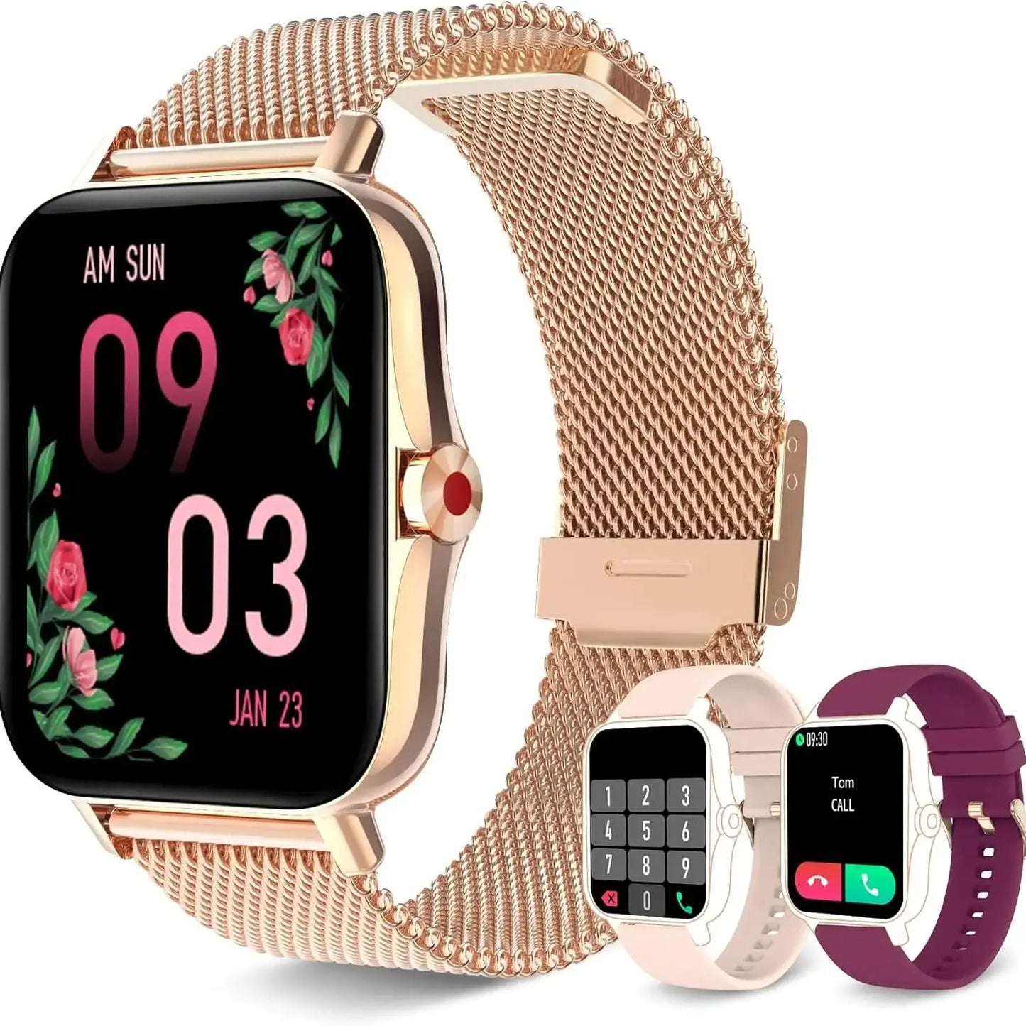 Smart Watch for Women(Call Receive/Dial), Fitness Tracker Smartwatch for Android iOS Phones Heart Rate Sleep Monitor Pedometer
