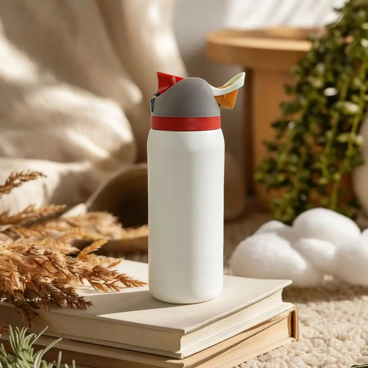 Owalaa creamy white 32oz/945ml stainless steel insulated water bottle with straw,for daily sports outdoor,perfect gift
