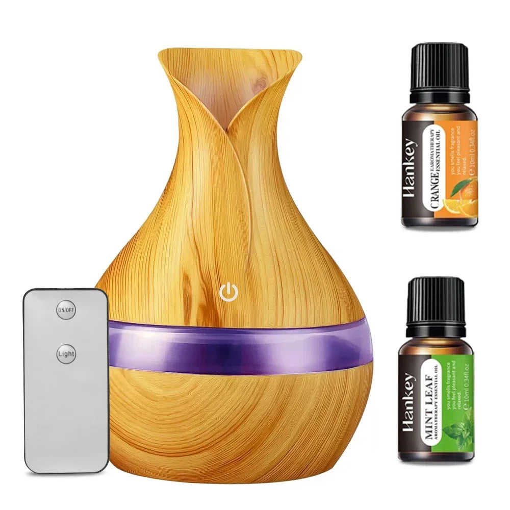 300 ml USB Aromatherapy Diffuser & Humidifier – ultra-quiet cool-mist humidifier with remote control, 7-color LED lights, and 2
