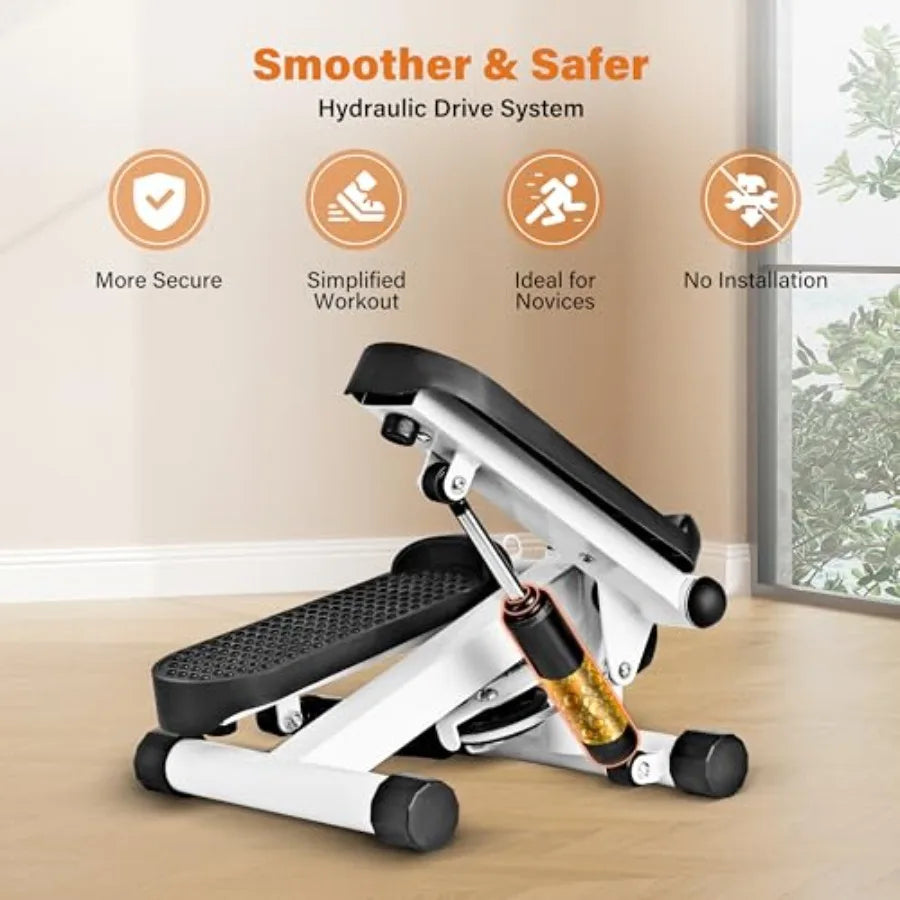 Mini Stepper with Resistance Band for Home Full Body Workout Equipment in Black and Blue