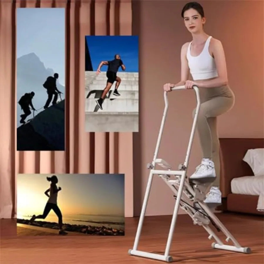 Foldable Stair Climber Vertical Climbing Cardio Exercise Machine Height Adjustable Stepper for Home and Office Use Compact Blac