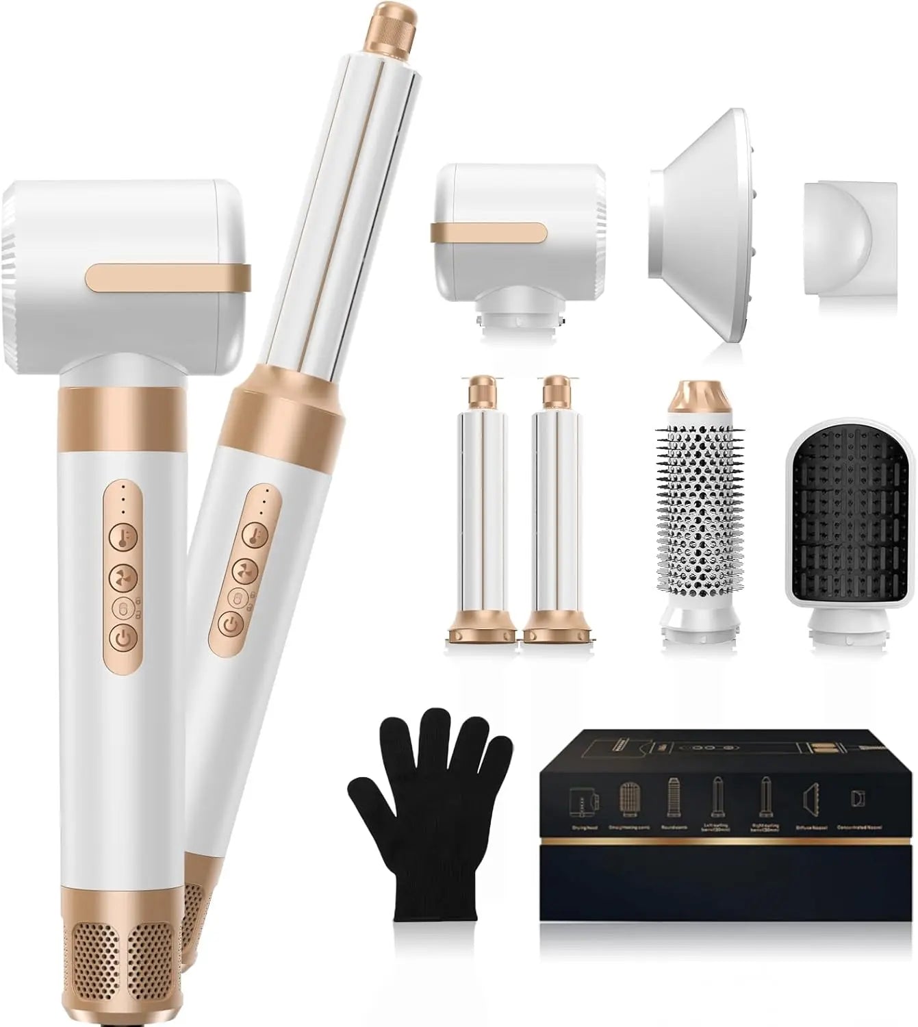 Hair Dryer Brush 7-in-1, 110000 RPM Hot Air Brush Hair Styler for Curly Straight & Twisted Hair Professional Ionic Brush